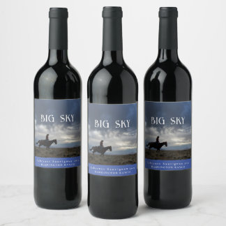 Rótulo De Garrafa De Cerveja Mockup Big Sky Western Custom Wine Labels