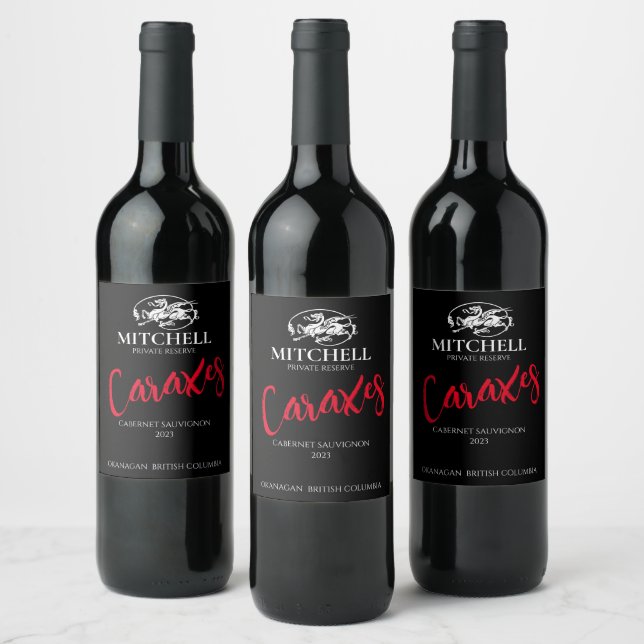 Rótulo De Garrafa De Cerveja Mockup Dragon Crest Black Custom Wine Labels (Garrafas)