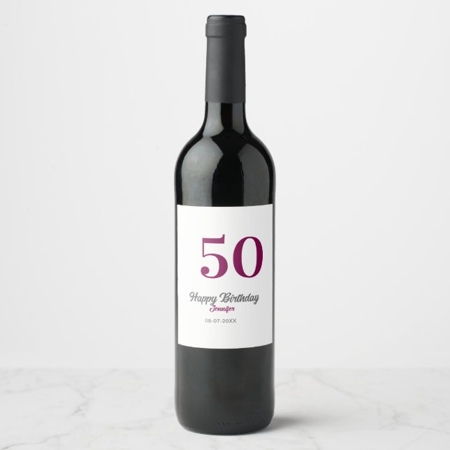 Rótulo De Garrafa De Cerveja modelo de 50º aniversário adicionar nome data ano  (Frente)