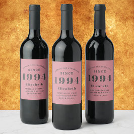 Rótulo De Garrafa De Cerveja Modelo De Foto Cor-De-Rosa E aniversário de 30 ano