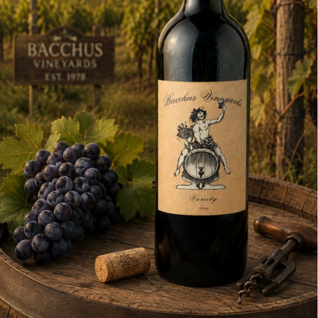 Rótulo De Garrafa De Cerveja Modelo de rótulo de vinho Kraft Bacchus (Criador carregado)