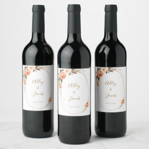 Rótulo De Garrafa De Cerveja Modern Boho Fall Floral Wedding Labs