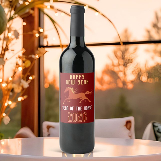Rótulo De Garrafa De Cerveja Modern Chinese Horse New Year 2026  (Criador carregado)
