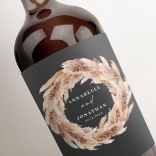 Rótulo De Garrafa De Cerveja Moderno boêmio grama das pampas botânico elegante