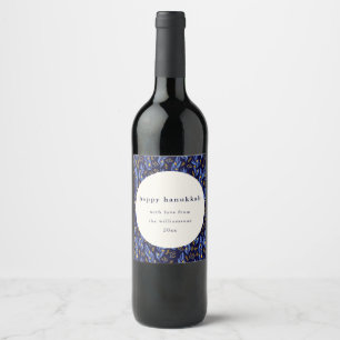 Rótulo De Garrafa De Cerveja Moderno Boho Azul Amarelo Hanukkah Botânico Person
