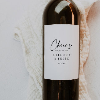 Rótulo De Garrafa De Cerveja Moderno Elegante Anima Vinhos De Casamento