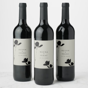 Rótulo De Garrafa De Cerveja Moderno Floral Personalizado Escuro