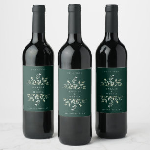 Rótulo De Garrafa De Cerveja Moldura de Folhagem Botânica Natural Esmeralda Ver