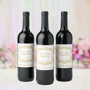 Rótulo De Garrafa De Cerveja Moldura Dourada Ornamentada Casamento Personalizad