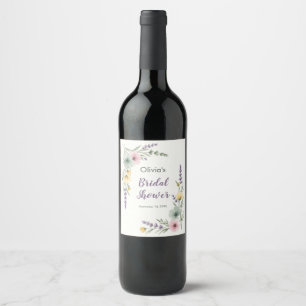 Rótulo De Garrafa De Cerveja Moldura Floral de Aquarela Suave com Flores Pastel