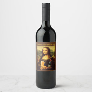 Rótulo De Garrafa De Cerveja Mona Lisa engraçada com o Clube do Livro de Vinho