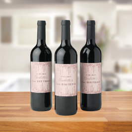 Rótulo De Garrafa De Cerveja monograma aniversário de 21 anos rosa de glitter d