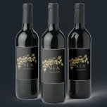 Rótulo De Garrafa De Cerveja Monograma Botânico de Folha de Ouro Personalizada<br><div class="desc">Folha de Ouro Personalizada Deixa Um Monograma Monograma Simples Adesivo Redondo Clássico</div>