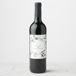 Rótulo De Garrafa De Cerveja Monograma de casamento floral com rosas brancas e