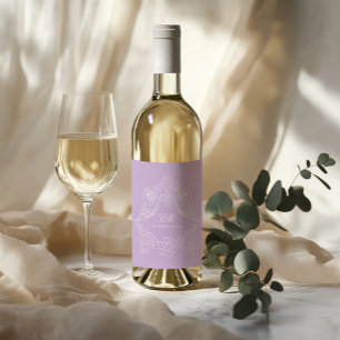 Rótulo De Garrafa De Cerveja Monograma de Cristais Rosa Pastel Vitoriano
