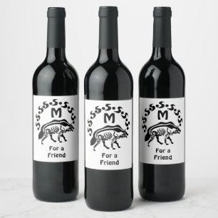 Rótulo De Garrafa De Cerveja Monograma de Hyena listrada tribal