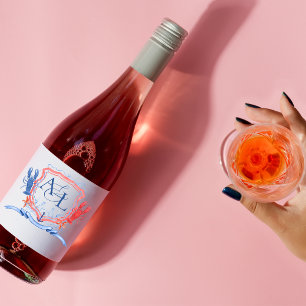 Rótulo De Garrafa De Cerveja Monograma de repouso de lavagante azul-náutico