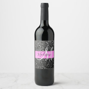 Rótulo De Garrafa De Cerveja Monograma do Nome Minúsculo Minúsculo Glitter Pr