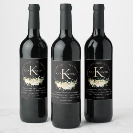 Rótulo De Garrafa De Cerveja Monograma Floral de Nome de Família Personalizado