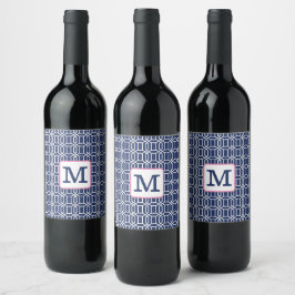 Rótulo De Garrafa De Cerveja Monograma Geométrico de Octagonista Branco do Pré-