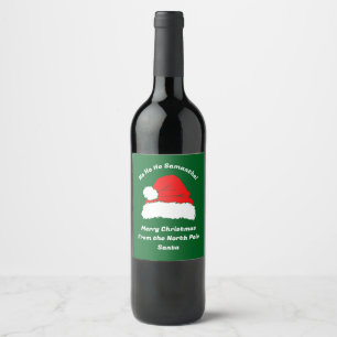 Rótulo De Garrafa De Cerveja Monograma Ho ho ho Chapéu de Papai Noel Natal Feli