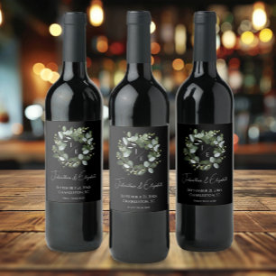 Rótulo De Garrafa De Cerveja Monograma Moderno Eucalyptus Wreath Branco