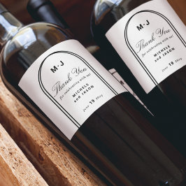 Rótulo De Garrafa De Cerveja Monograma Personalizado Obrigado Casamento White B