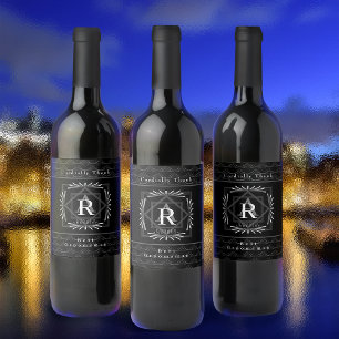 Rótulo De Garrafa De Cerveja Monograma Preto na moda