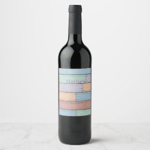 Rótulo De Garrafa De Cerveja monograma rústico de madeira colorido pastel ano d