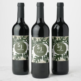 Rótulo De Garrafa De Cerveja Monstera Tropical Falso Salpico Dourado