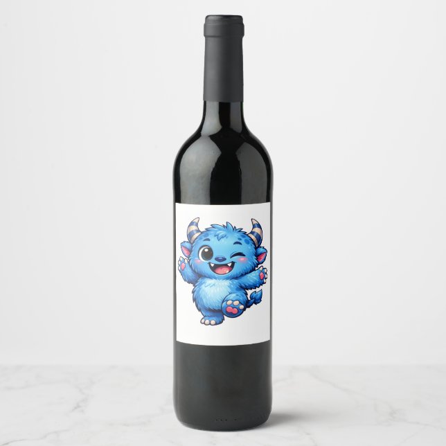 Rótulo De Garrafa De Cerveja Monstro Azul Fofo (Frente)
