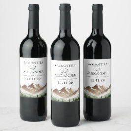 Rótulo De Garrafa De Cerveja Montanha Minimalista