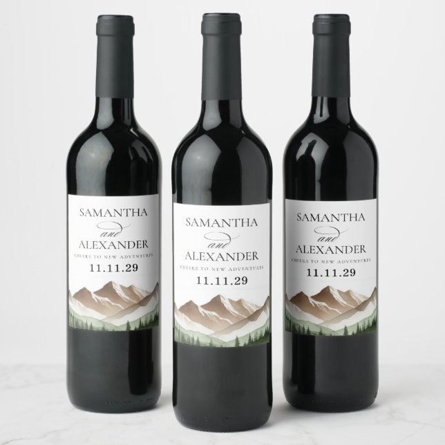 Rótulo De Garrafa De Cerveja Montanha Minimalista (Garrafas)