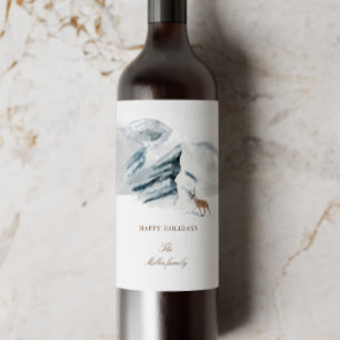 Rótulo De Garrafa De Cerveja montanhas de neve felizes feriados inverno elegant
