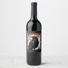 Rótulo De Garrafa De Cerveja Moonlit Ravens em Birch Trees