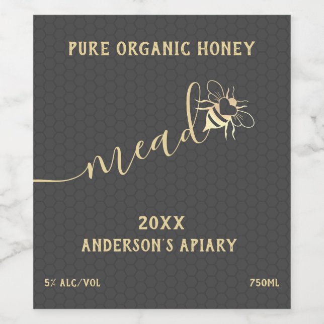 Rótulo De Garrafa De Cerveja Mosto de abelha de mel moderno (Rótulo Único)