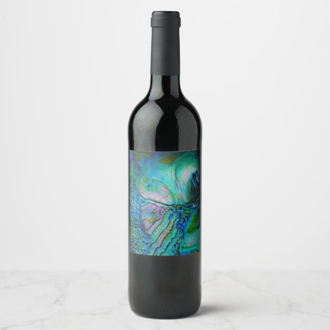 Rótulo De Garrafa De Cerveja Motivo de Abalone Azul (Frente)
