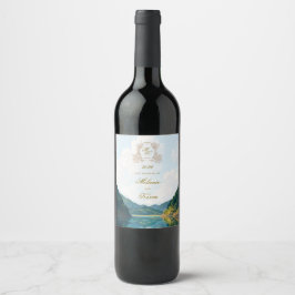 Rótulo De Garrafa De Cerveja Mountain Valley View Wedding Wine Label