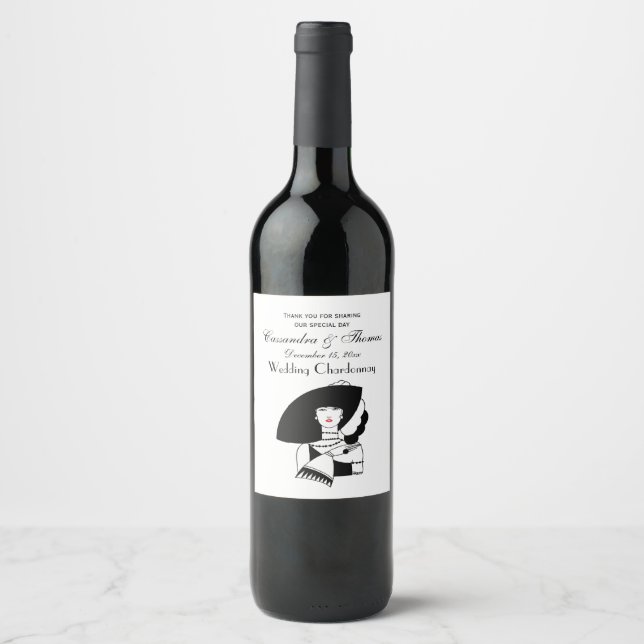 Rótulo De Garrafa De Cerveja Mulher Art Déco de Grande Chapéu Luvas RL (Frente)