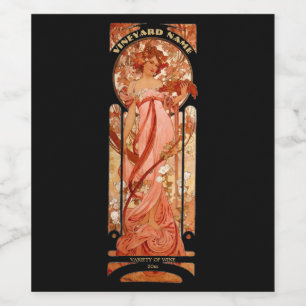 Rótulo De Garrafa De Cerveja Mulher de Nouveau da arte do vintage por Alphonse