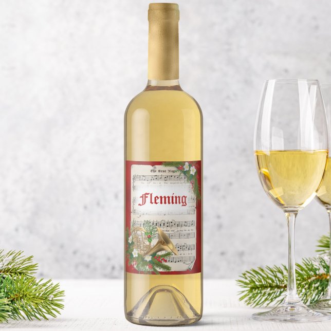 Rótulo De Garrafa De Cerveja Música de Natal Personalizada Horn Francês (Criador carregado)