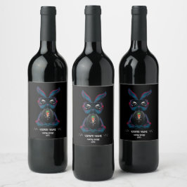 Rótulo De Garrafa De Cerveja Mystical Bunny Com Olhos De Luz Estelar