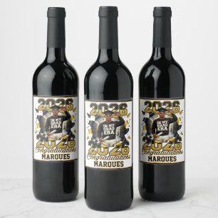 Rótulo De Garrafa De Cerveja Na Minha Era de Graduação Preto Ouro Graduado Masc