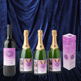 Rótulo De Garrafa De Cerveja Na moda - aniversário de 21 anos brilhante cor-de-