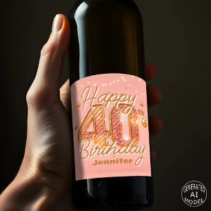 Rótulo De Garrafa De Cerveja Na moda com Espumante Suave Rosa e aniversário de