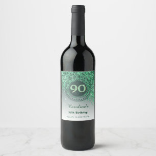 Rótulo De Garrafa De Cerveja Na moda de Aniversário do 90 de Leve Verde