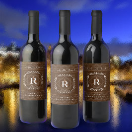 Rótulo De Garrafa De Cerveja Na moda Frame Brown Monograma