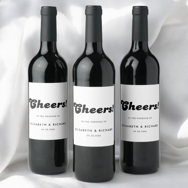 Rótulo De Garrafa De Cerveja Na moda Retro Casamento Preto e Branco (Criador carregado)