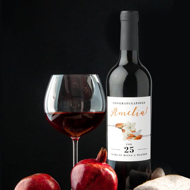 Rótulo De Garrafa De Cerveja Na moda White Lily Retro Aniversário Floral (Criador carregado)