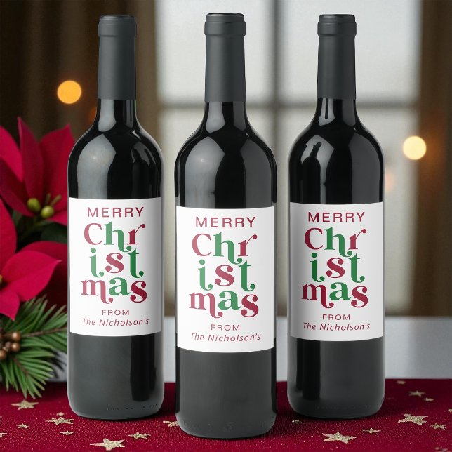Rótulo De Garrafa De Cerveja Natal Alegre Personalizado Caprichoso Retro (Criador carregado)